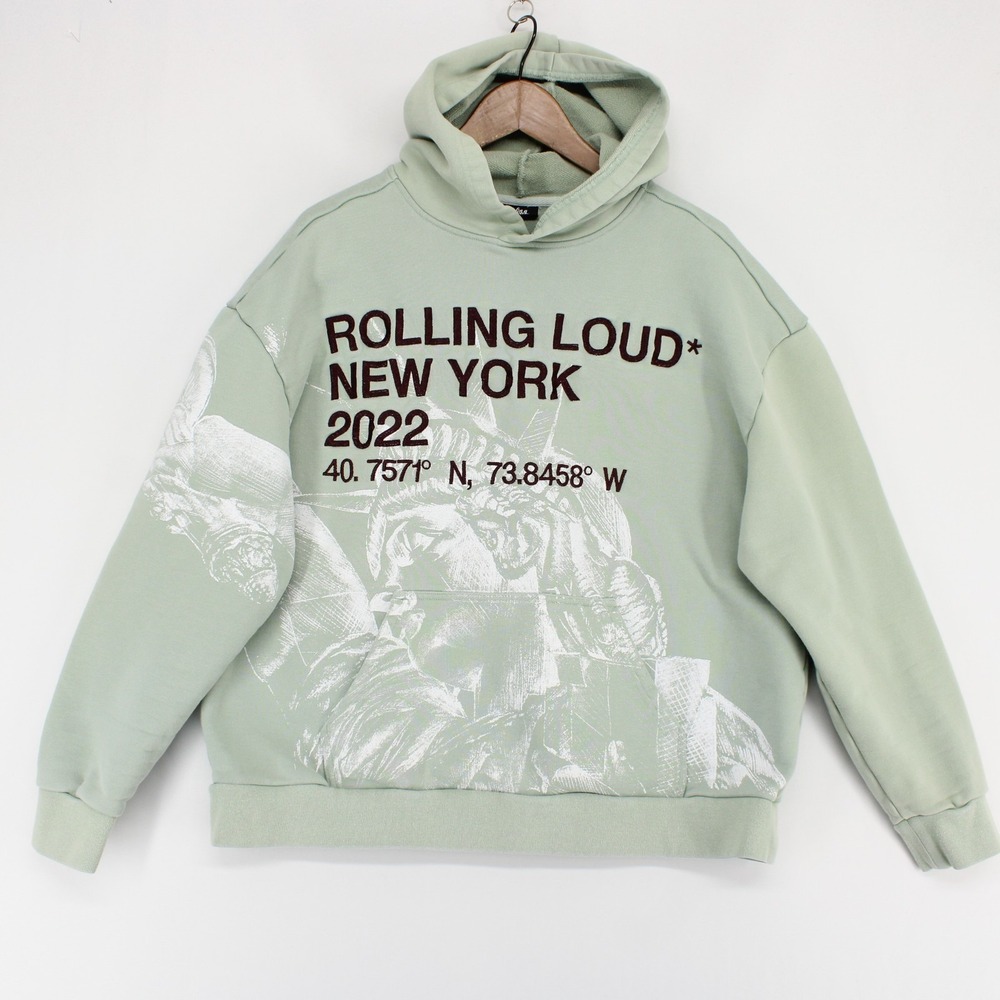 Rolling Loud New York 2022 Hoodie Adult XL Green Graphic Statue Of Liberty Music